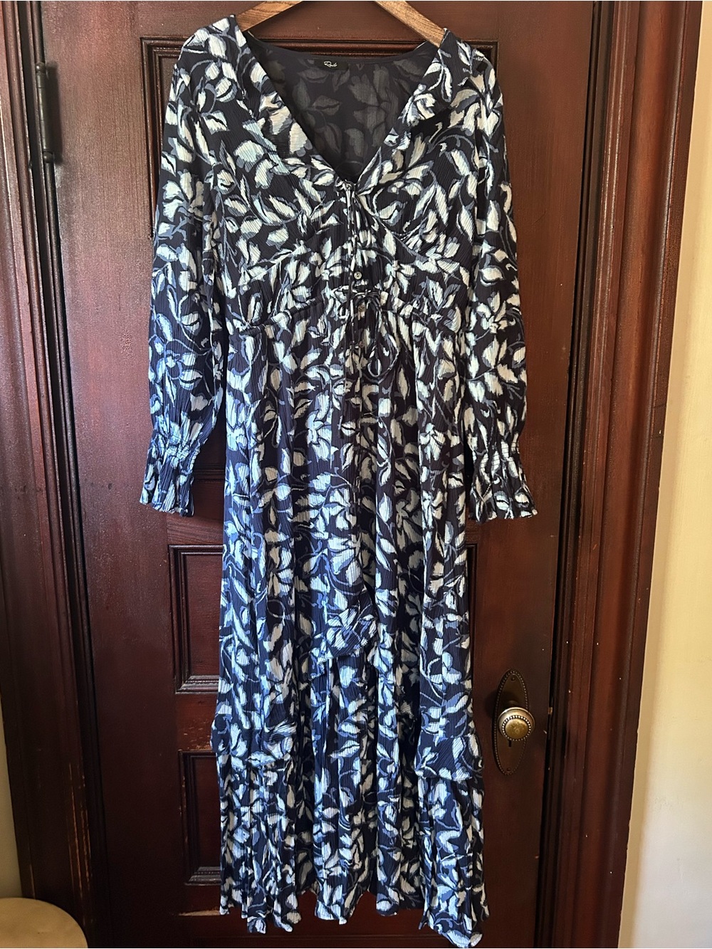 Rails Betty Dress in Navy Jasmine Size Small Floral Ruffle Long Sleeve Midi - Picture 4 of 11
